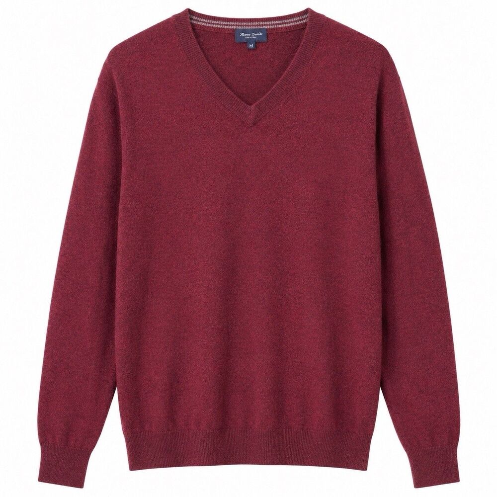 Linea Rosso Signature V Neck Sweater Preppy Heritage Quiet Luxury Burgundy M - Picture 2 of 5